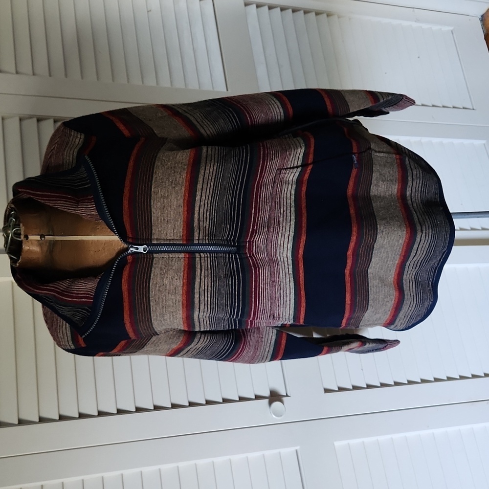 Woolrich Womens Striped Multicolor 3/4 zip Pullover 100% Cotton Medium